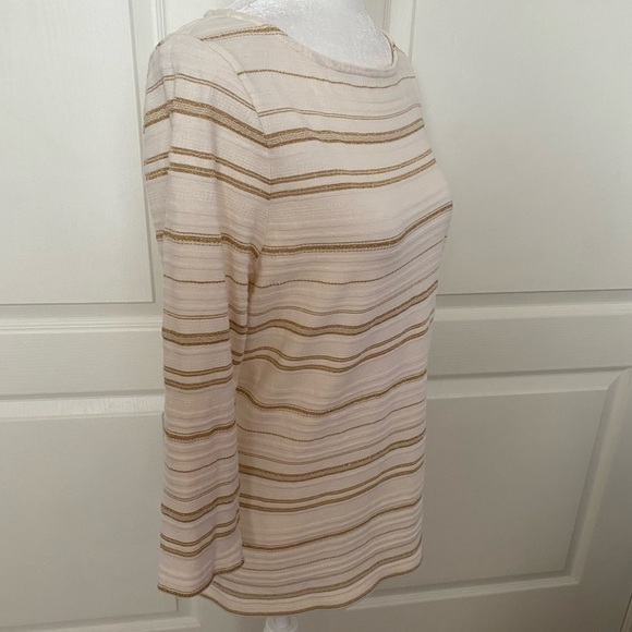 Lauren Ralph Lauren Metallic Cream & Gold Striped Top | Size M | EUC - Picture 5 of 9
